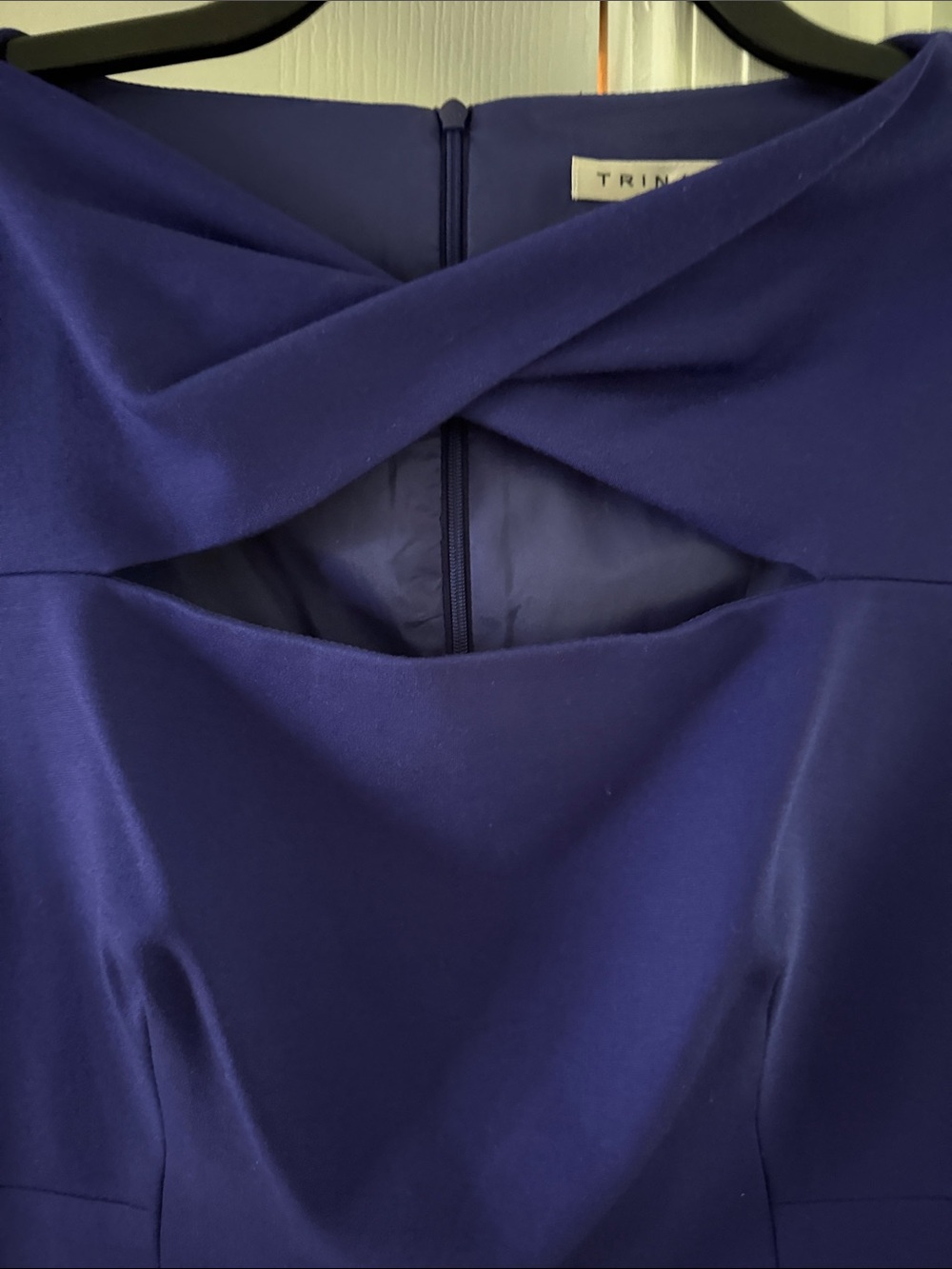 Trina Turk-Like New-Elegant Royal Purple Sheath Dress with Twist Neckline-Size 4 - Picture 2 of 6